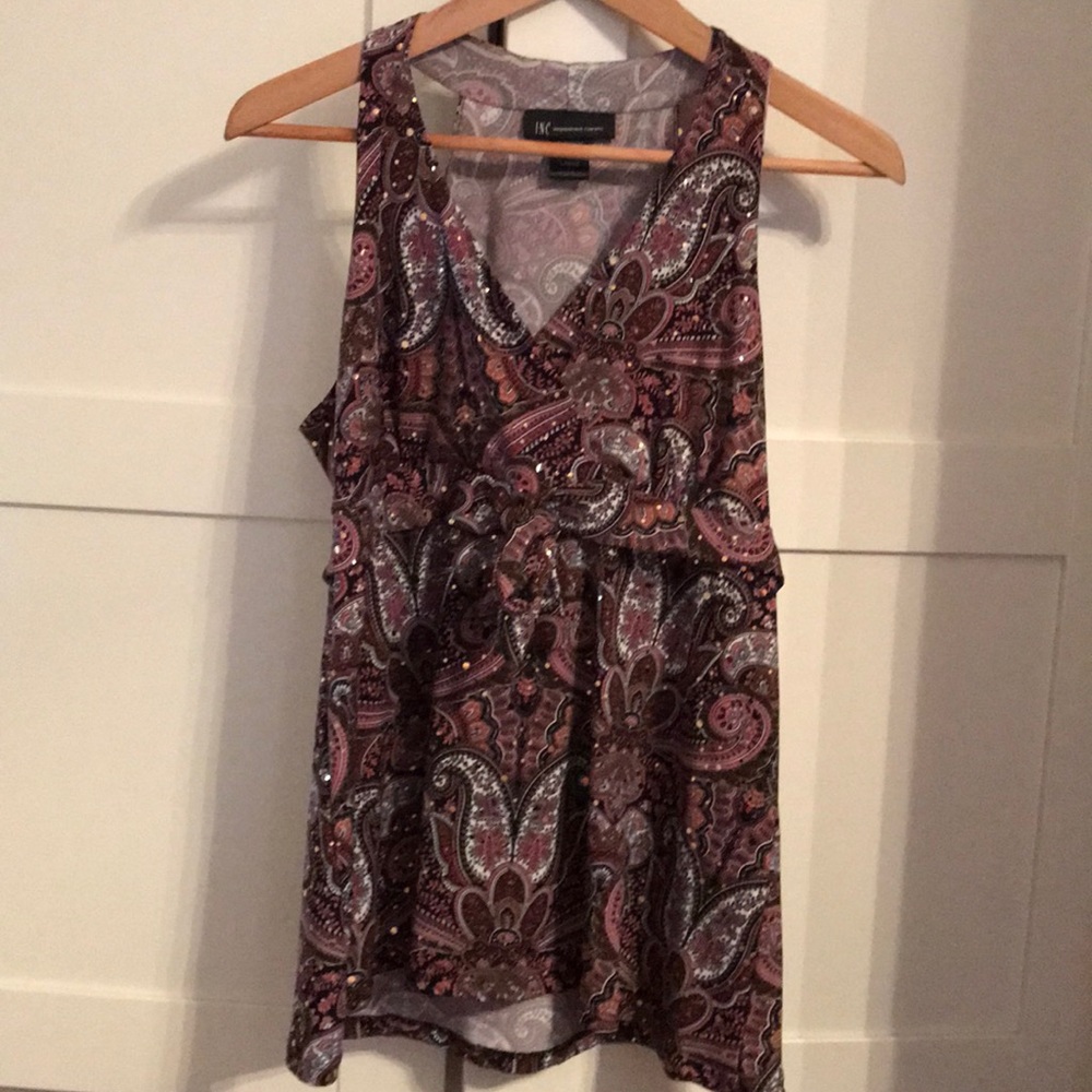INC Paisley Sleeveless Blouse in Size L